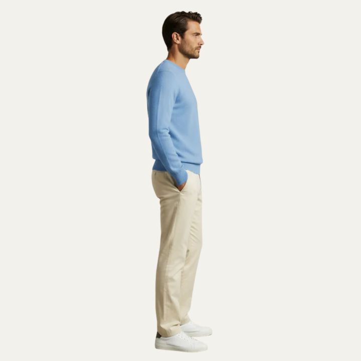 Mens Knit Sweater Fine Fabric Classic Crew Neck