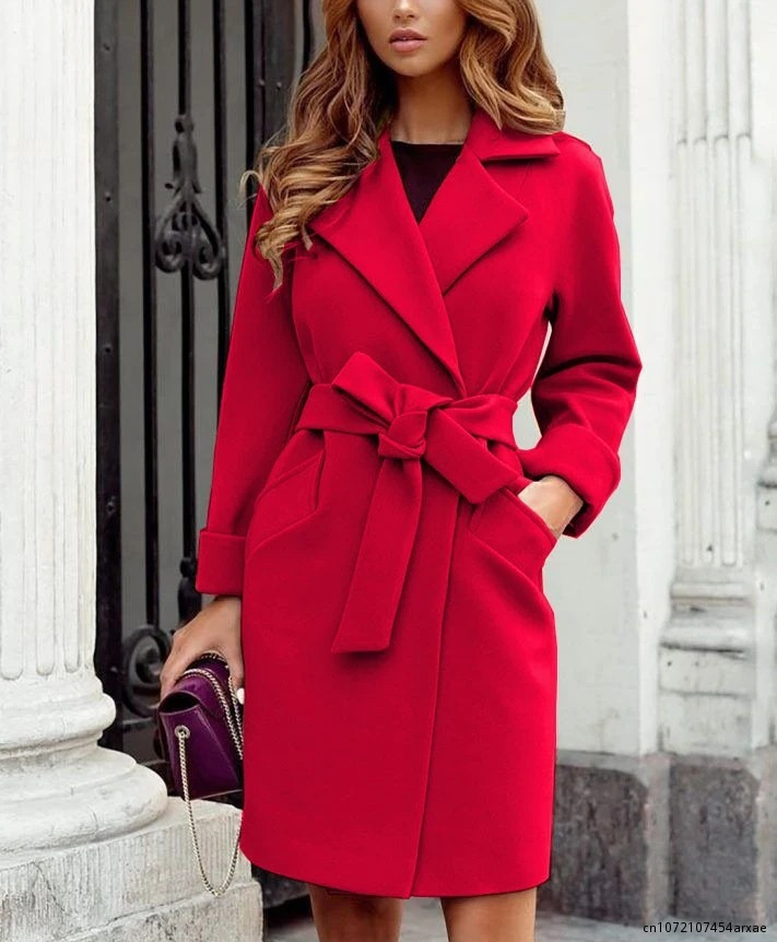 Womens Waterproof Coat with Belted Waist Classic Fit