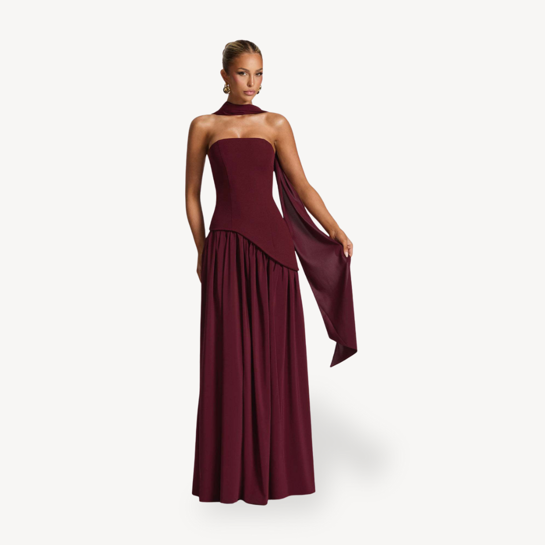 Womens Maxi Dress Strapless Slit Elegant Fit - BritishMode
