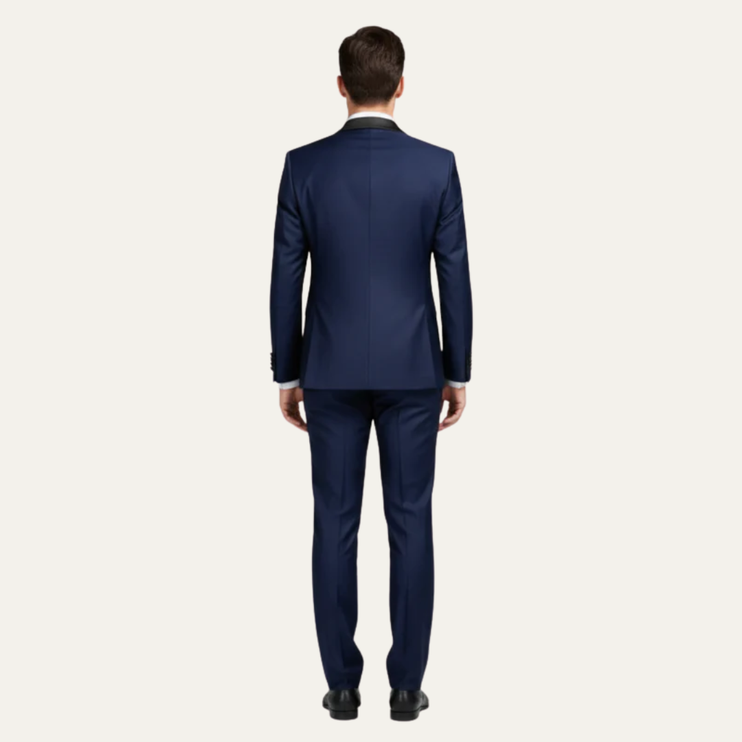 Mens Three-Piece Tuxedo Suit Satin Lapel Tailored Fit