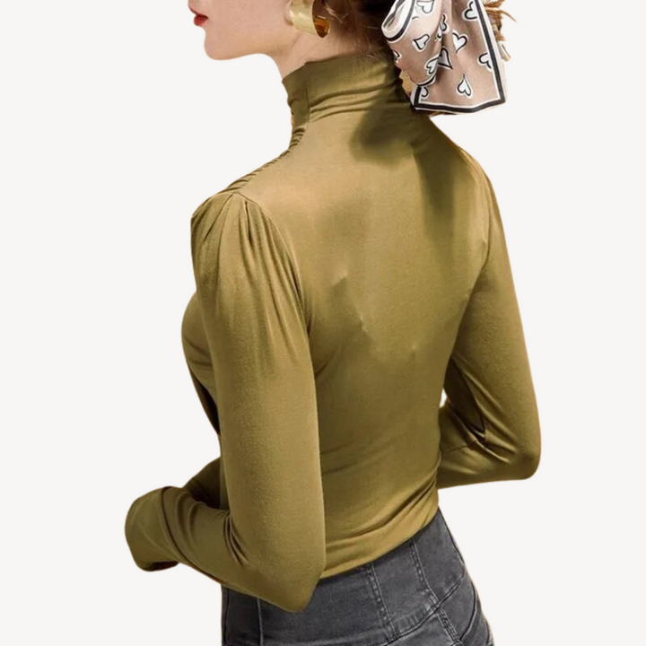 Womens Pleated Top Long Sleeve Relaxed Fit
