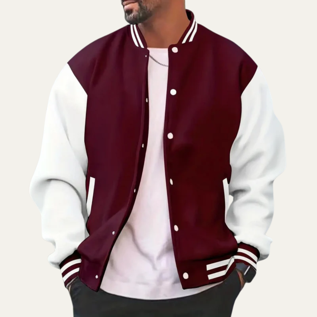 Mens Varsity Jacket with Contrast Sleeves Classic Fit