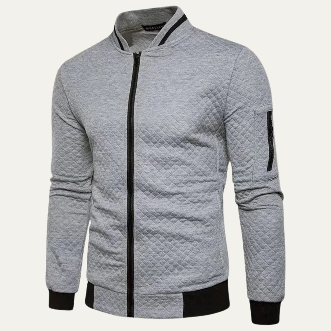 Mens Quilted Bomber Jacket Lightweight Zip-Up