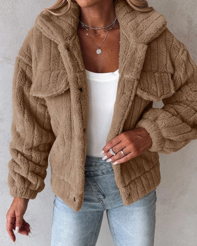 Womens Teddy Coat Warm Cozy Relaxed Fit