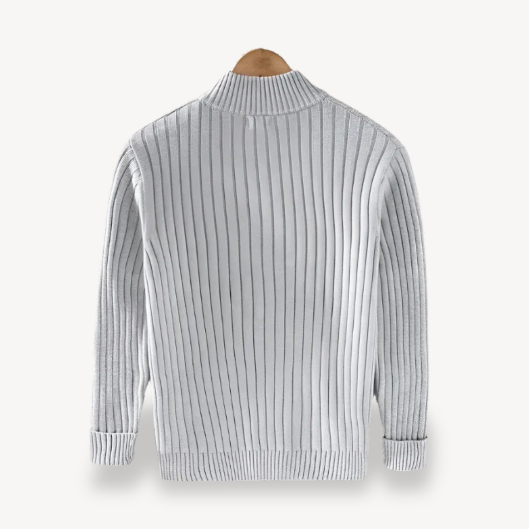 Mens Knit Zip Cardigan Striped Fit
