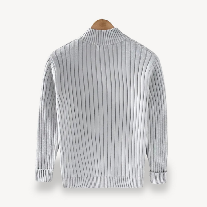 Mens Knit Zip Cardigan Striped Fit