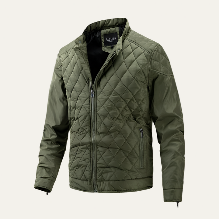 Mens Quilted Coat with Stand Collar Winter Outerwear
