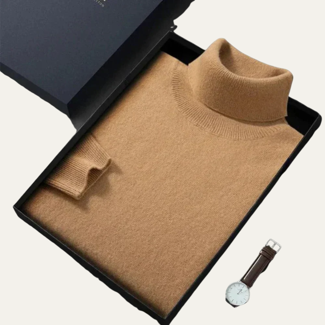 Mens Turtleneck Sweater Fine Gauge Fitted