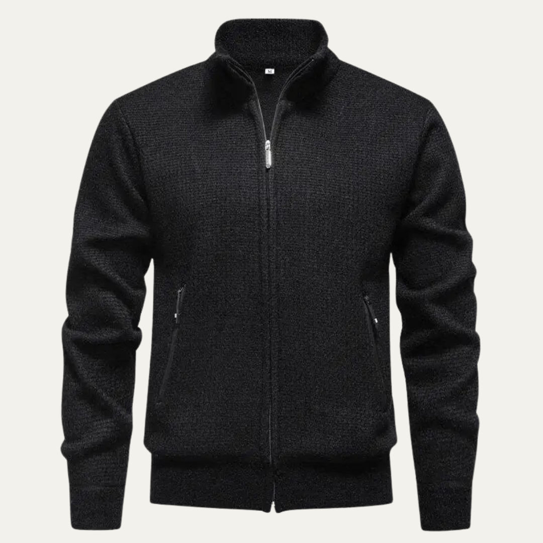 Mens Knitted Zip Cardigan Casual Stand Collar