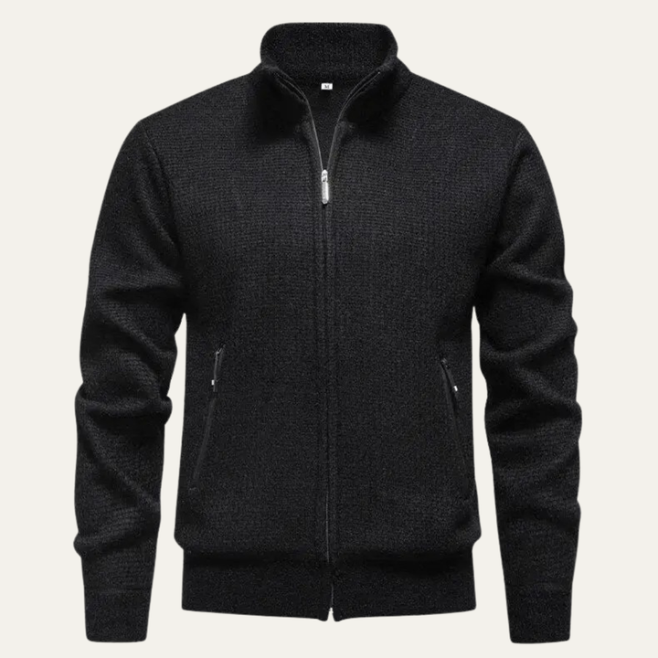 Mens Knitted Zip Cardigan Casual Stand Collar