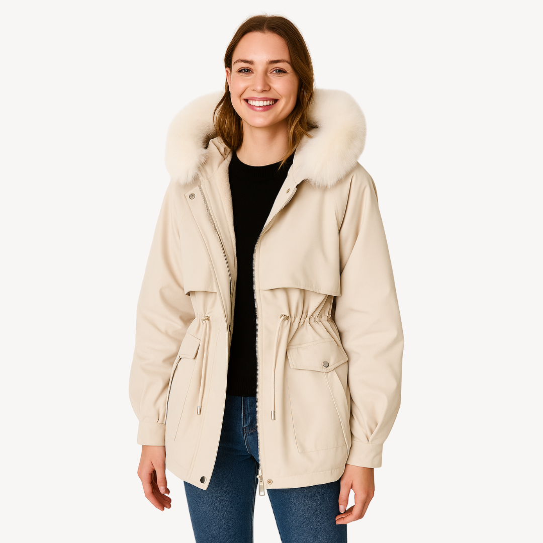 Womens Parka Jacket Faux Fur Lining Relaxed Fit - BritishMode