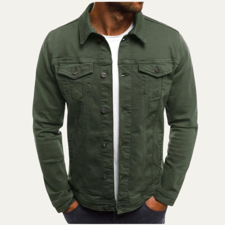 Mens Jacket Suede Style Button Front Stand Collar