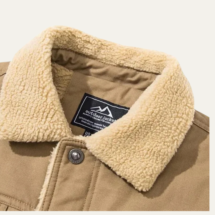Mens Trucker Jacket Faux Shearling Lined Snap Front