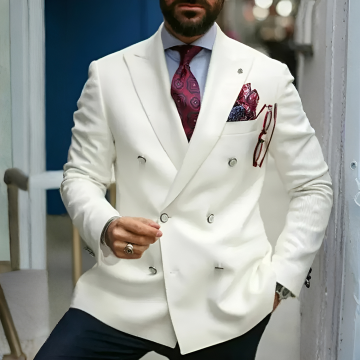 Mens Slim Fit Double-Breasted Blazer Jacket