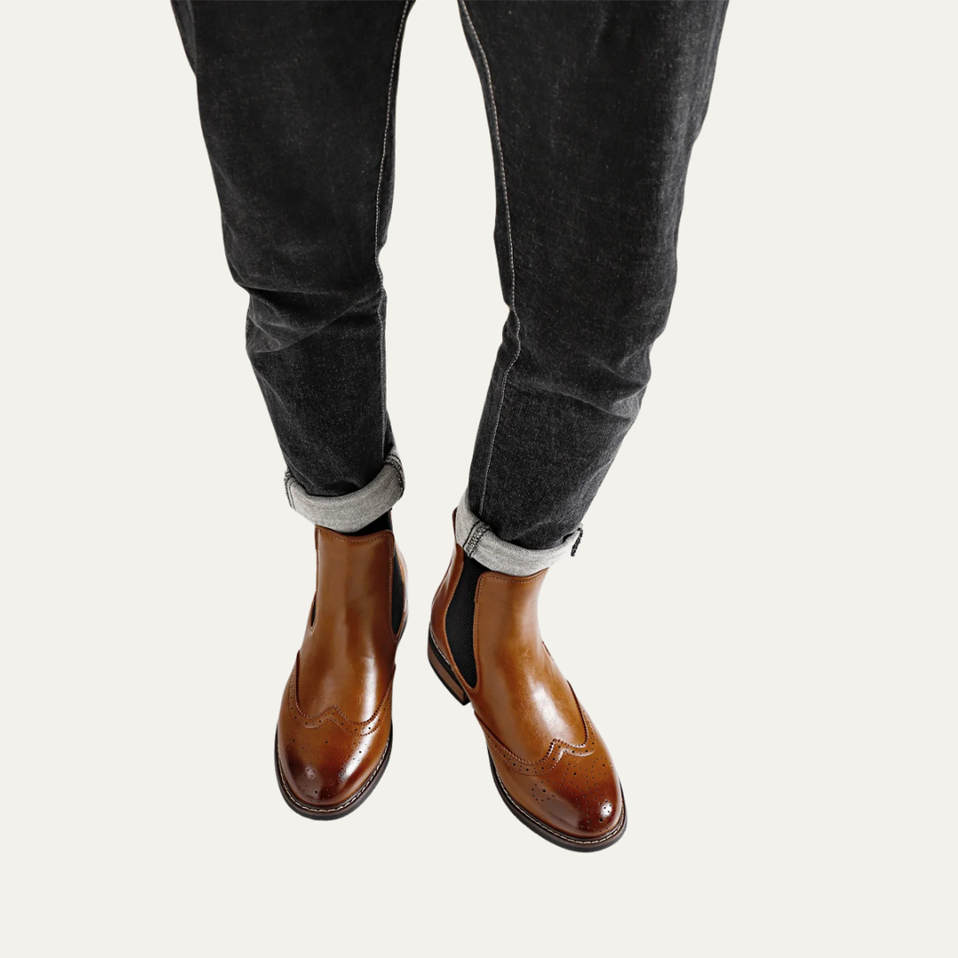 Mens Chelsea Boots Leather Classic Slip-On