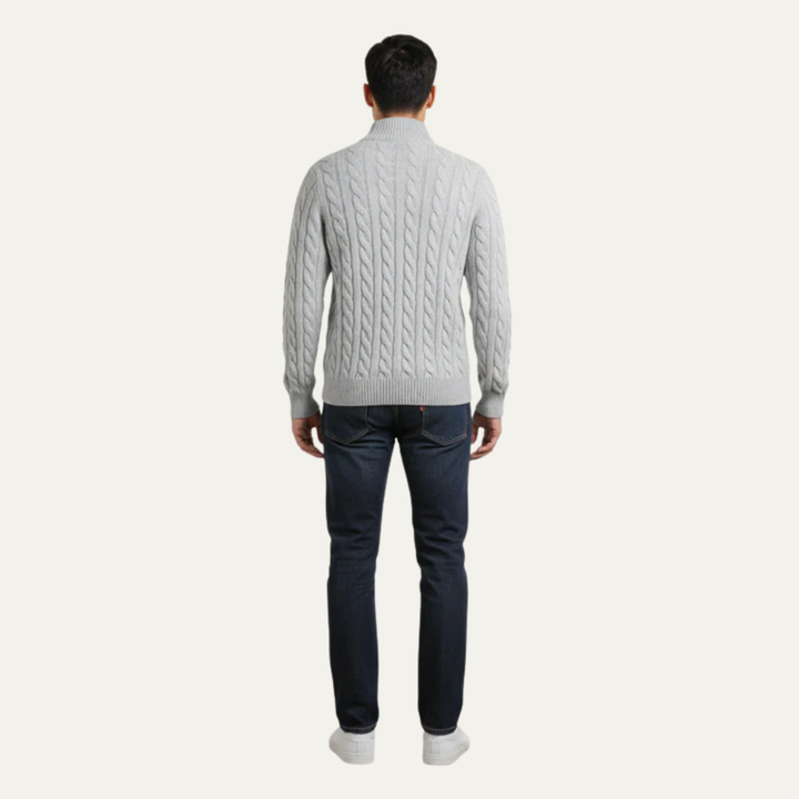 Mens Cable Knit Sweater Quarter Zip Fit