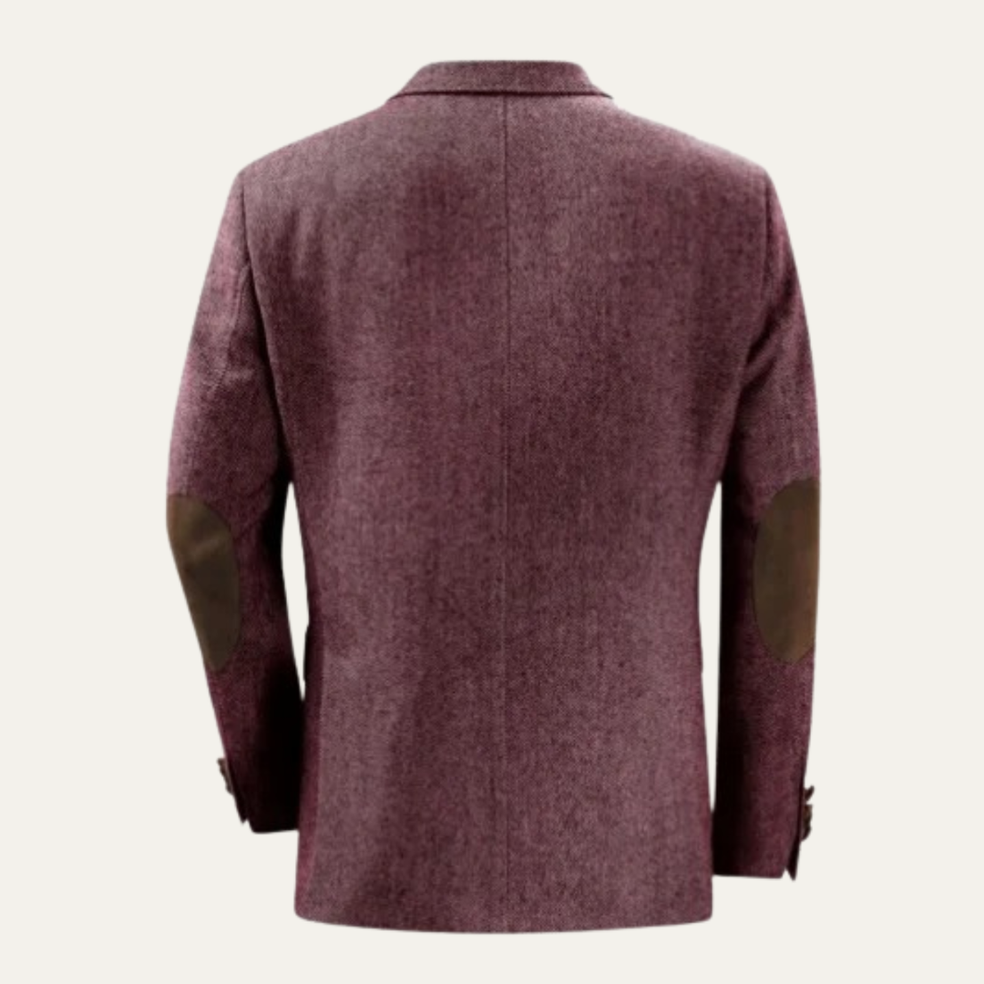 Mens Wool Blend Tweed Blazer Herringbone Pattern Classic Fit