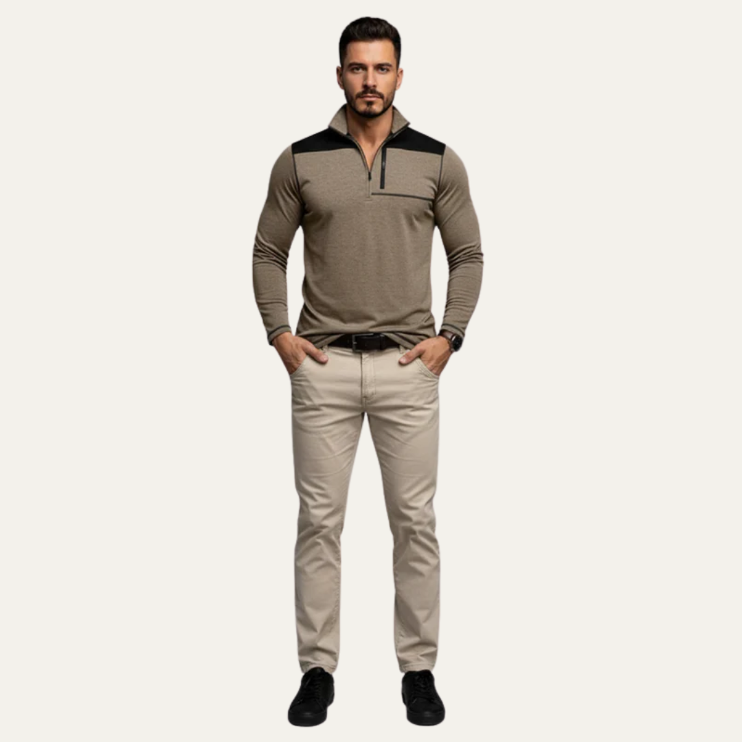 Mens Technical Pullover Quarter Zip Chest Pocket