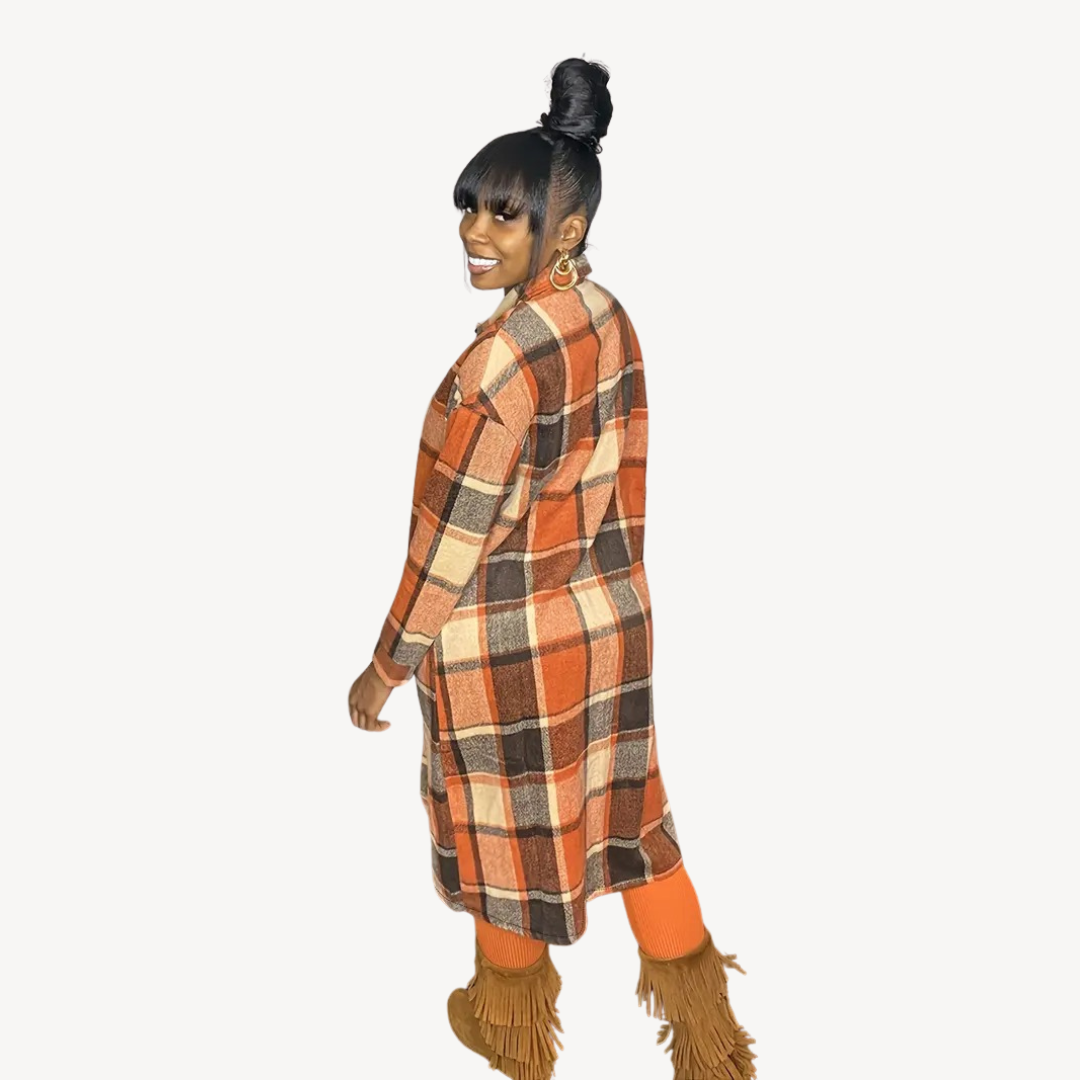 Womens Shirt Dress Plaid Button-Up Relaxed Fit