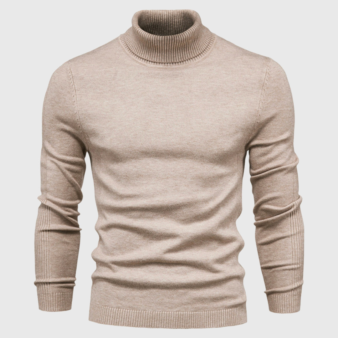 Mens Knit Turtleneck Sweater Plain Fit