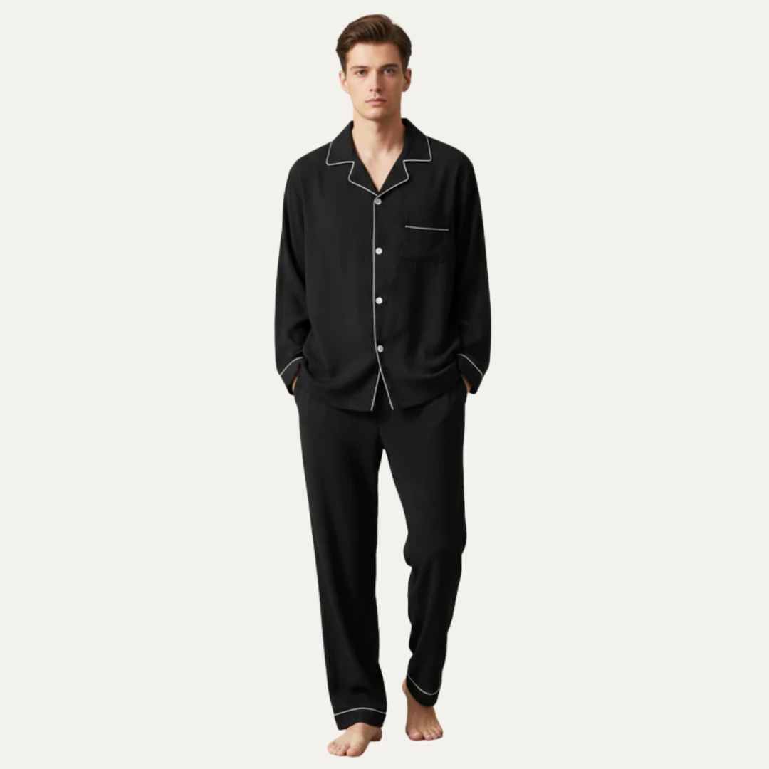 Mens Pajama Set with Notched Collar Classic Fit