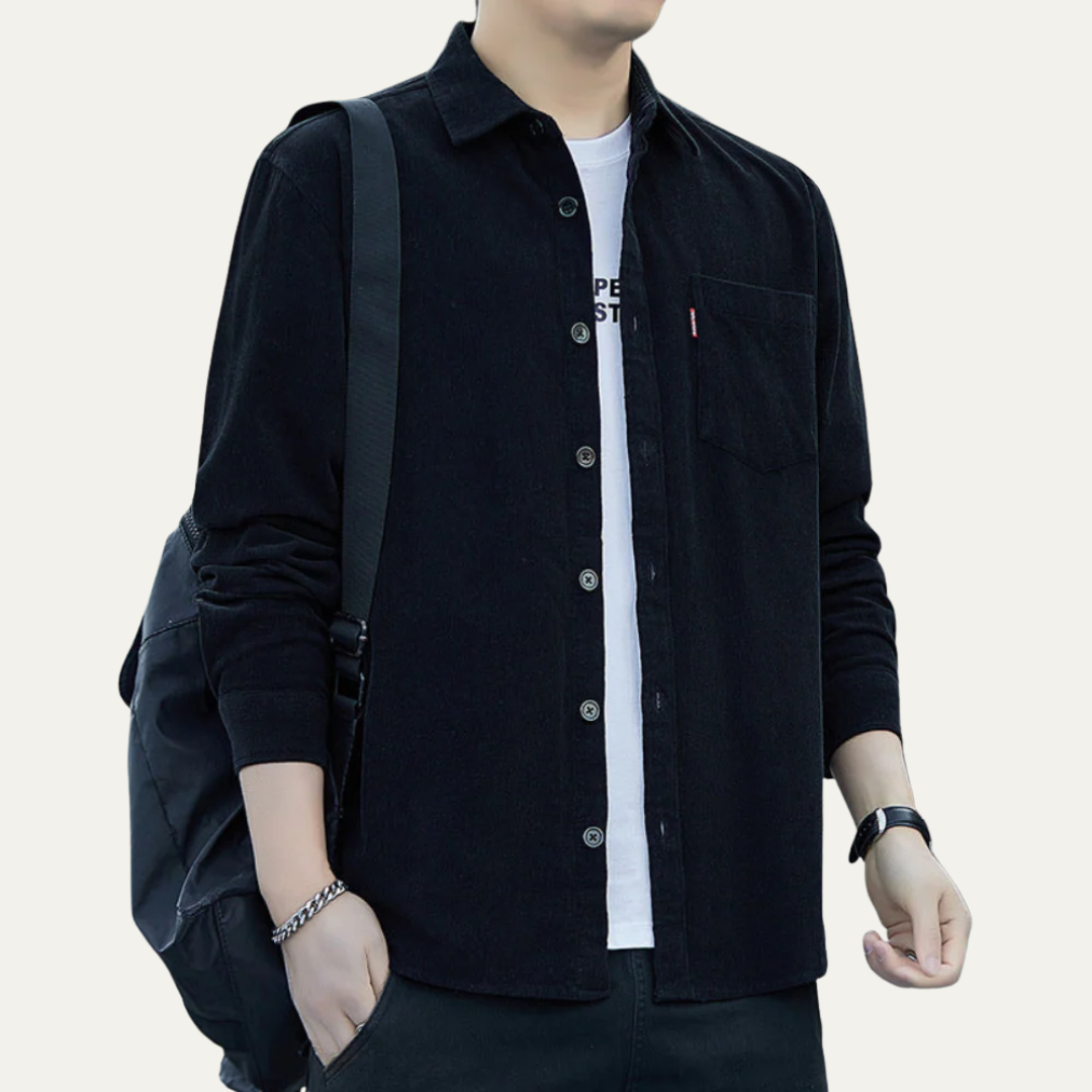 Mens Corduroy Shirt Button-Down Classic Fit