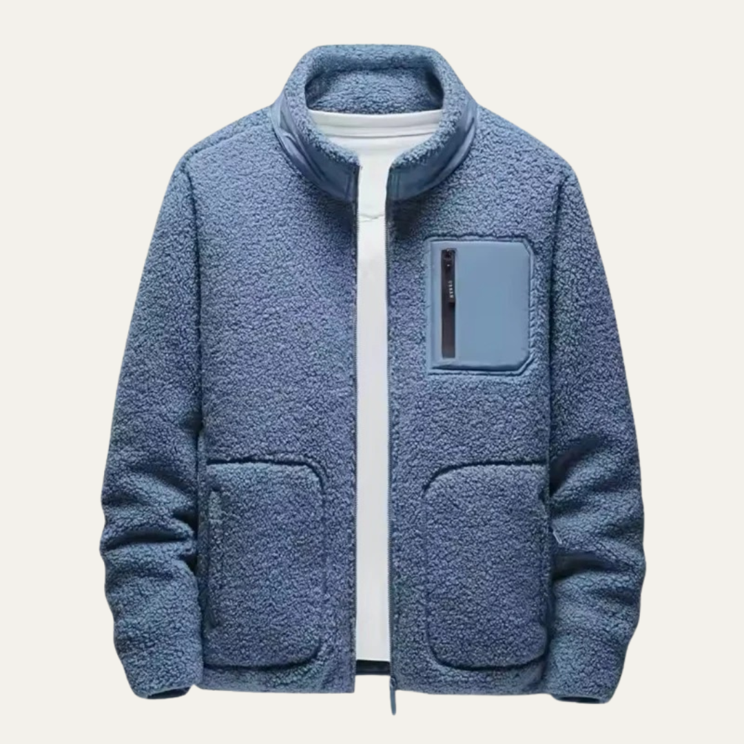 Mens Fleece Jacket Plush Material Relaxed Fit