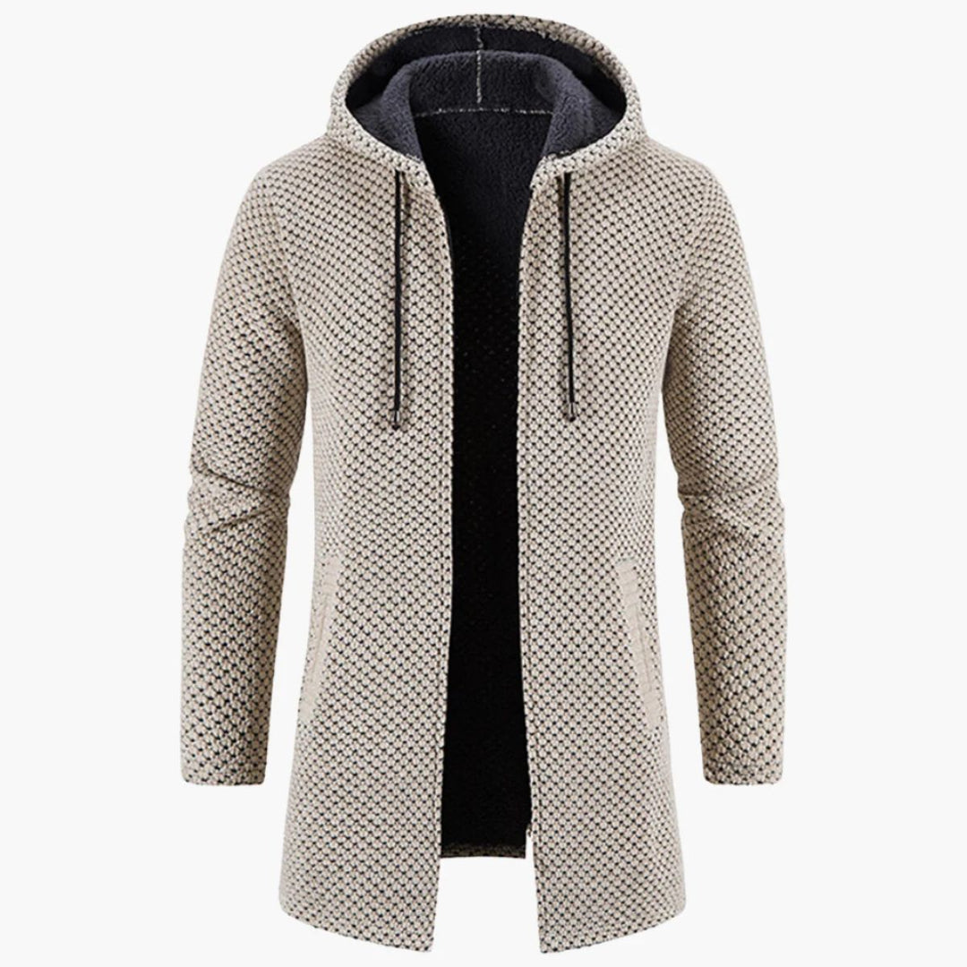 Mens Longline Knit Cardigan Hooded Casual Fit