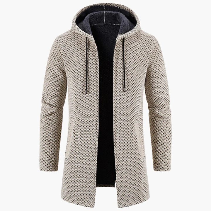 Mens Longline Knit Cardigan Hooded Casual Fit