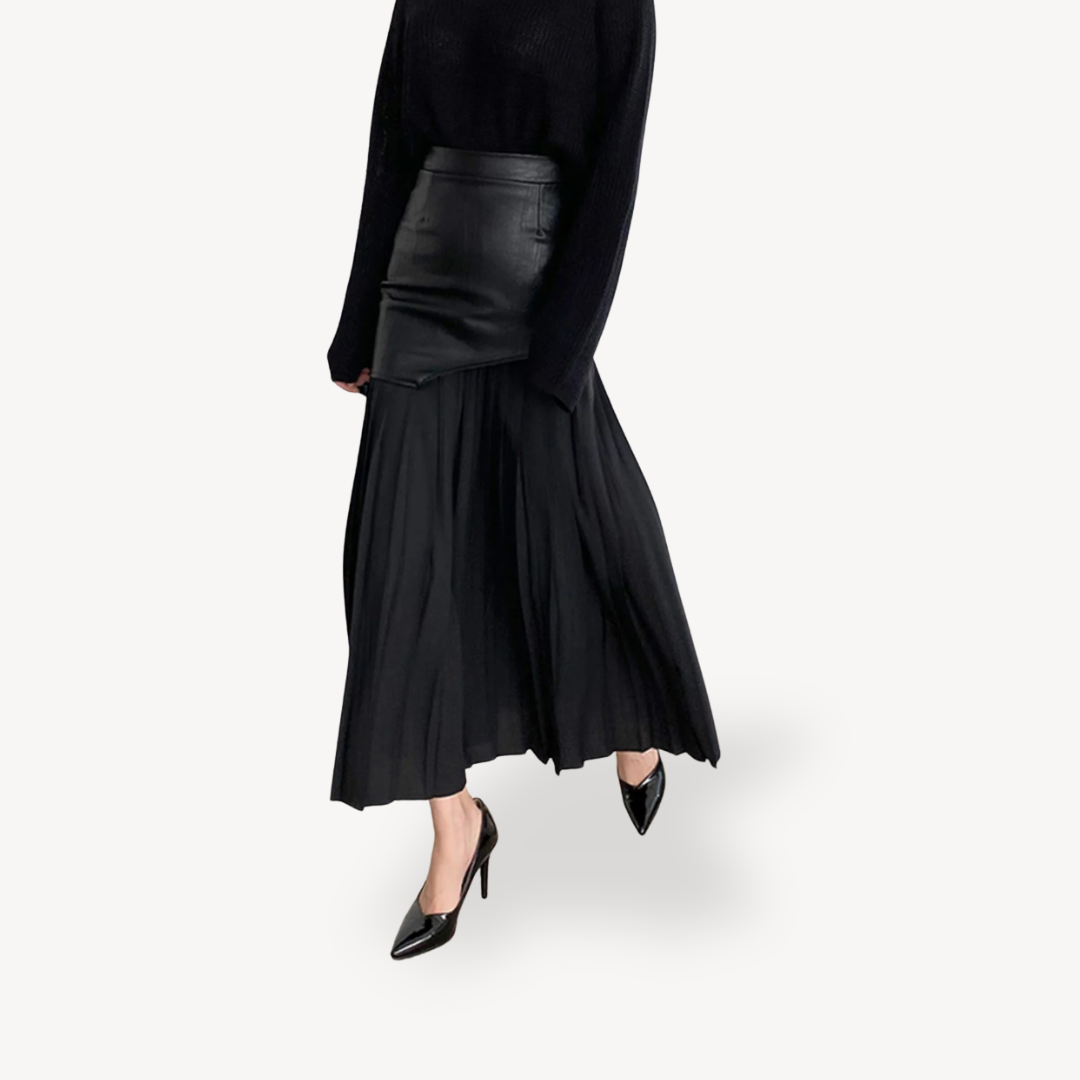 Womens Pleated Midi Skirt Lightweight Flowing Fit