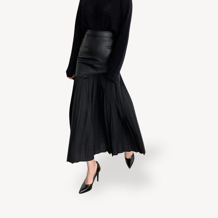 Womens Pleated Midi Skirt Lightweight Flowing Fit