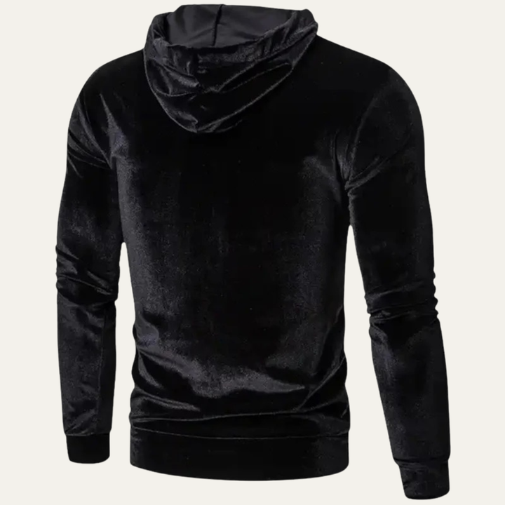 Mens Velvet Pullover Hoodie Kangaroo Pocket