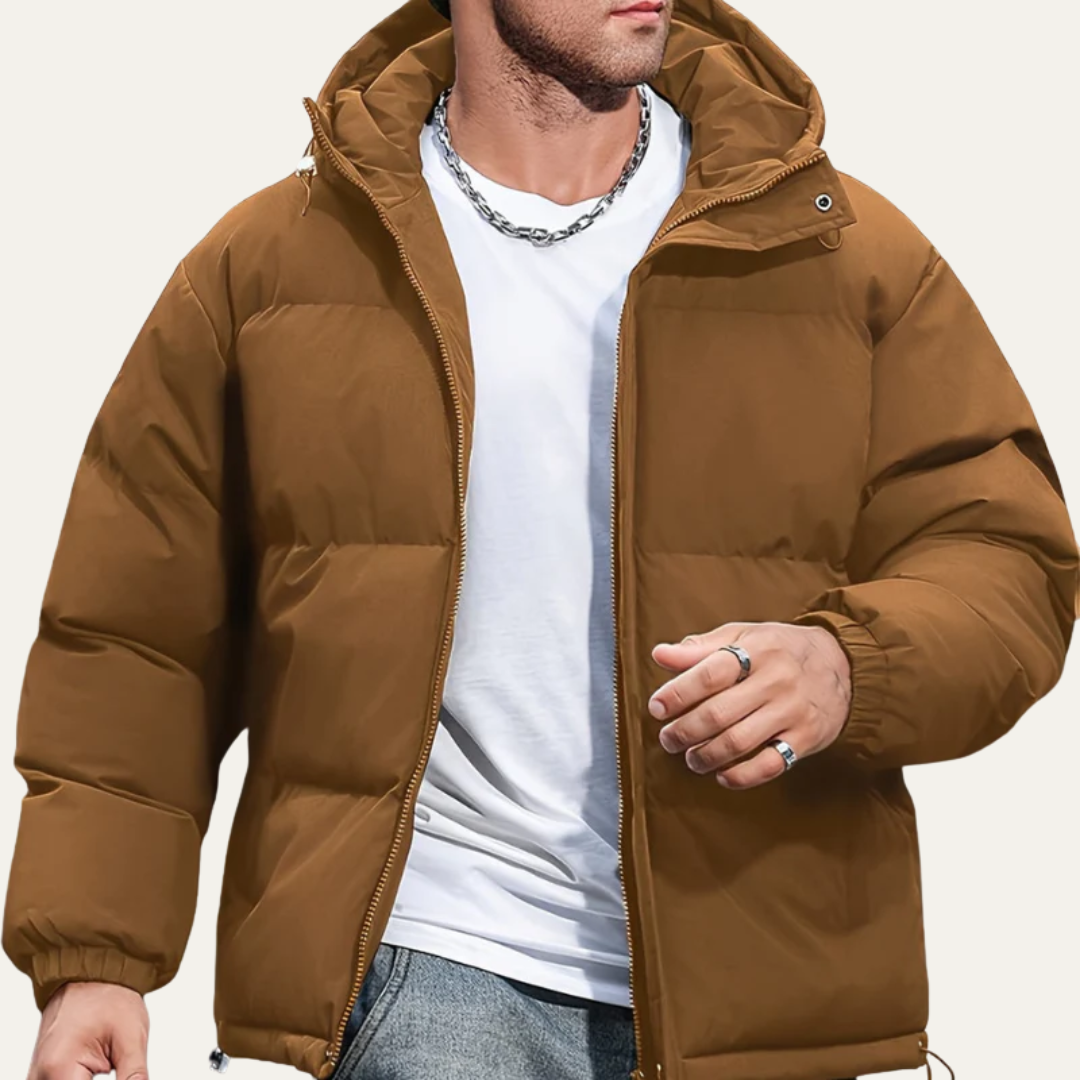 Mens Quilted Puffer Jacket with Hooded Design