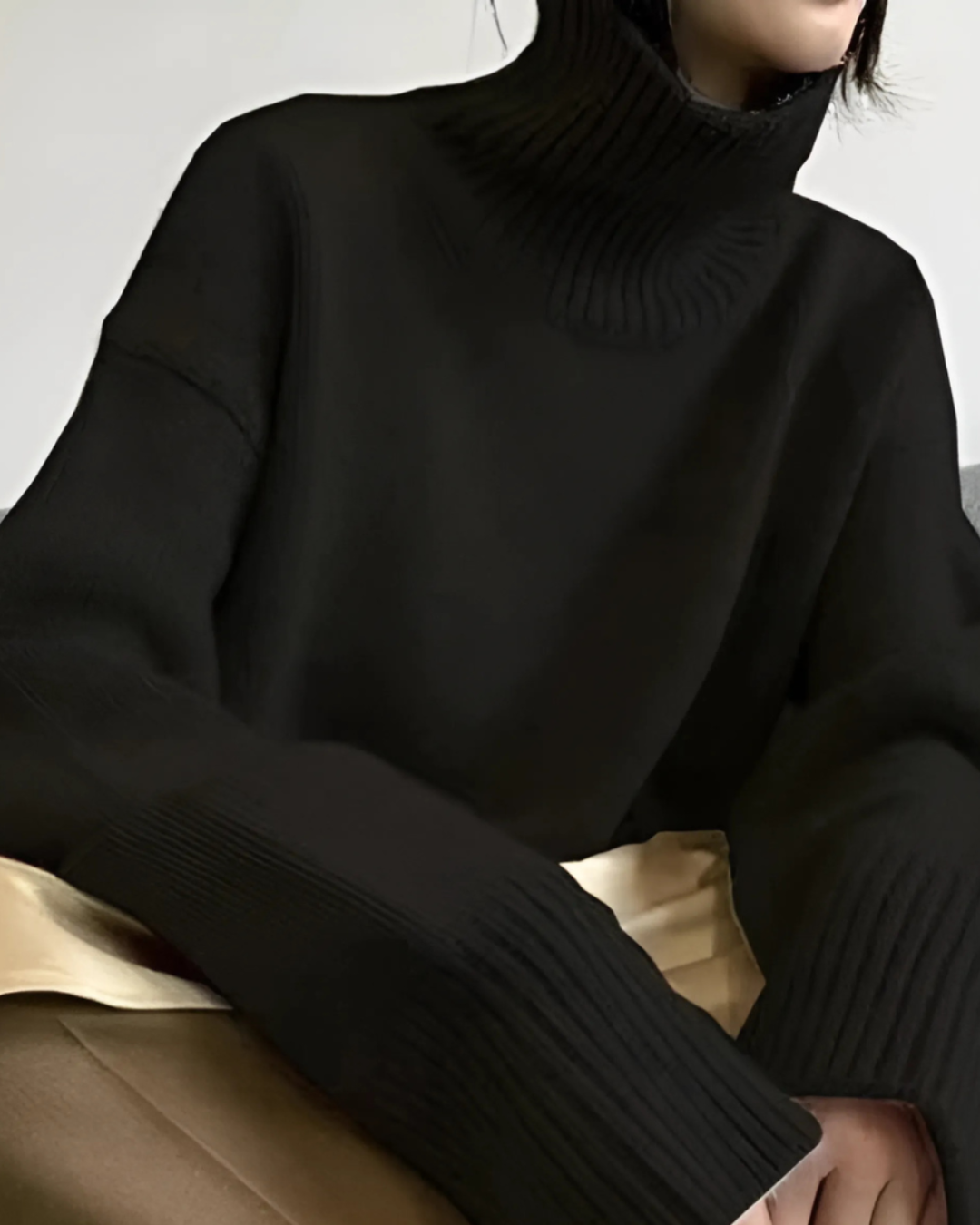 Womens Turtleneck Jumper Sweater Cozy Fit