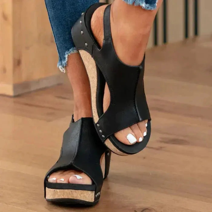 Womens Wedge Sandals Elegant Slip-On