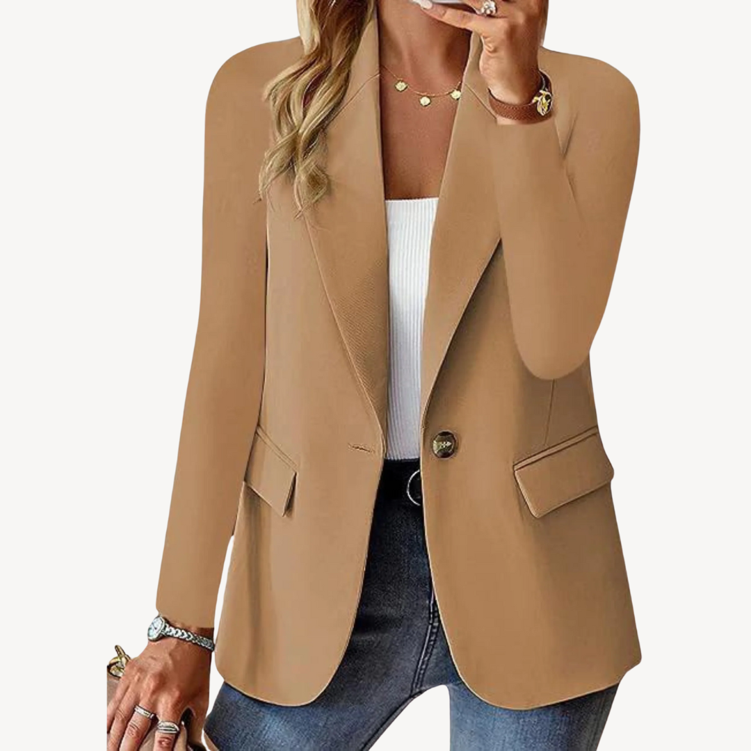 Womens Blazer Jacket Single Button Tailored Fit - BritishMode