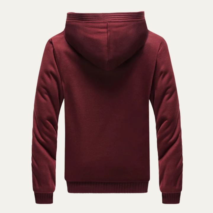 Mens Hooded Zip Jacket Plush Fleece Lined Heavy Duty