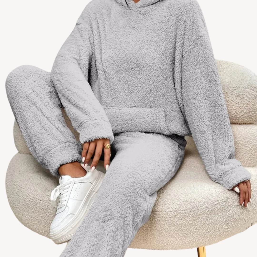 Womens Fleece Loungewear Set Relaxed Fit