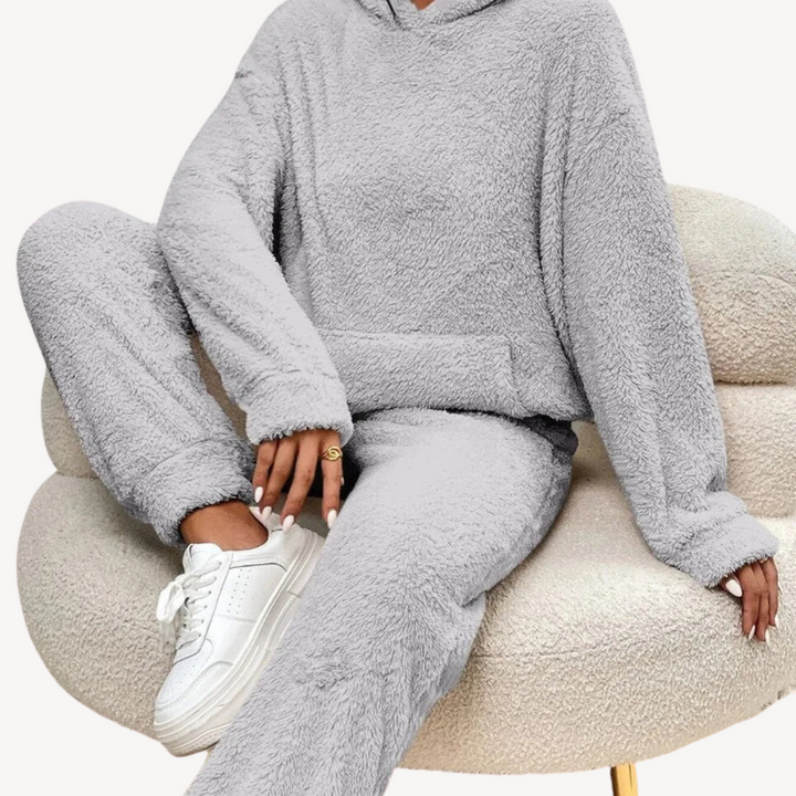 Womens Fleece Loungewear Set Relaxed Fit