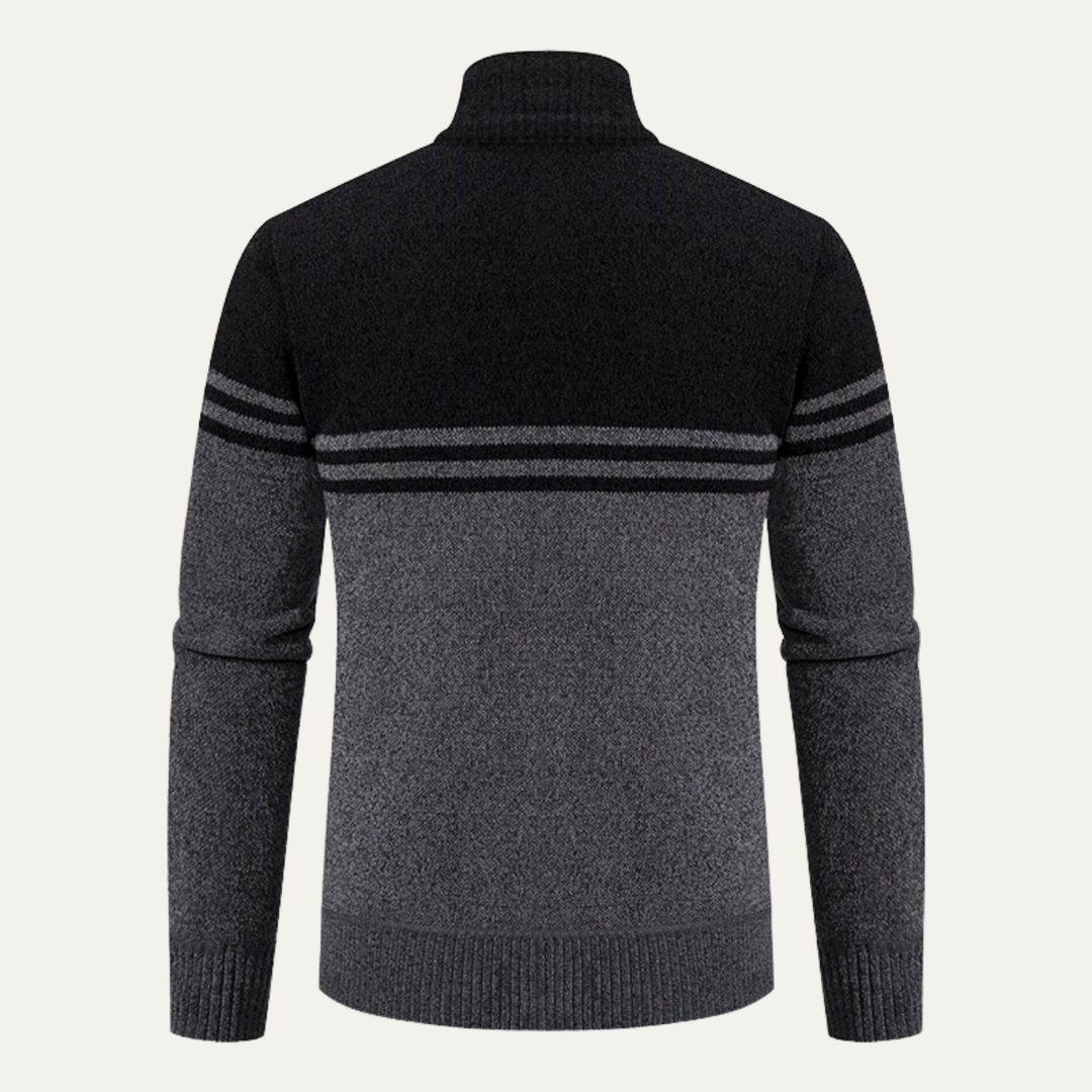 Mens Knit Cardigan Thick Fleece Lined Relaxed Fit