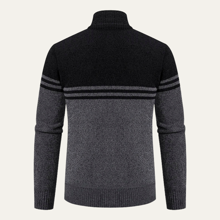 Mens Knit Cardigan Thick Fleece Lined Relaxed Fit