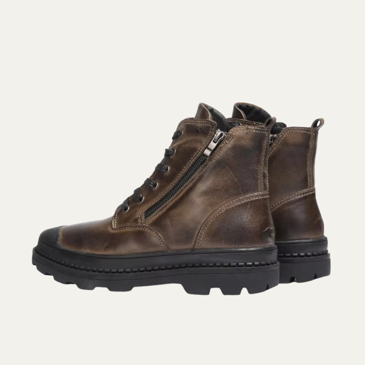 Mens Leather Ankle Boots Fur Lined Warm Winter