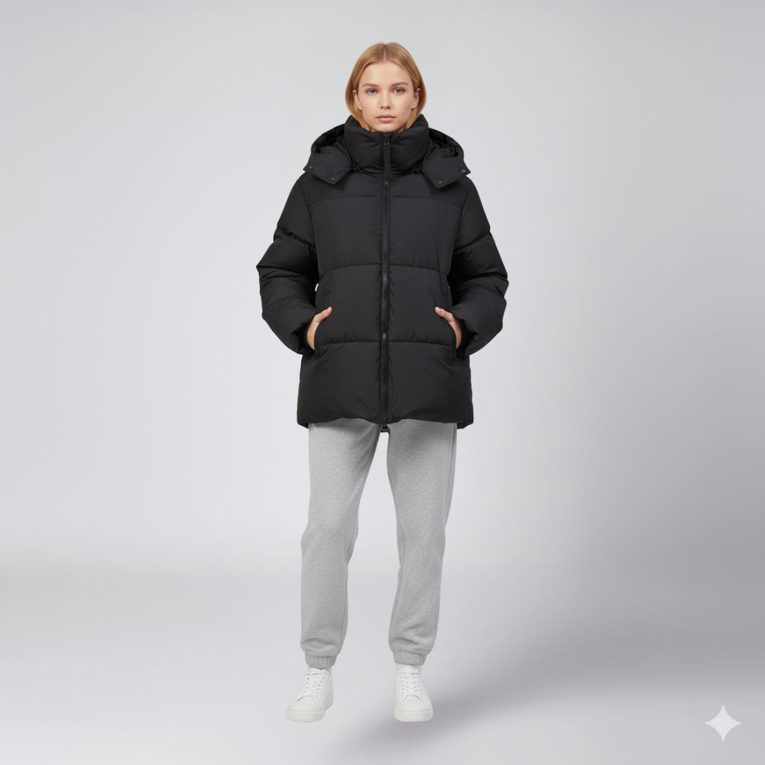 Womens Quilted Puffer Jacket Oversized High Collar Winter Outerwear