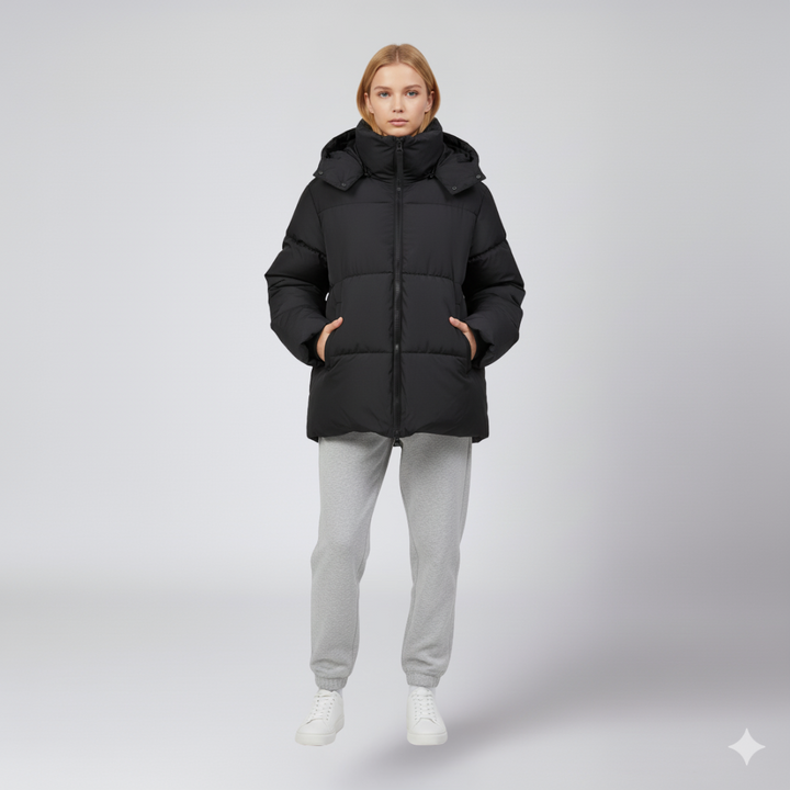 Womens Quilted Puffer Jacket Oversized High Collar Winter Outerwear