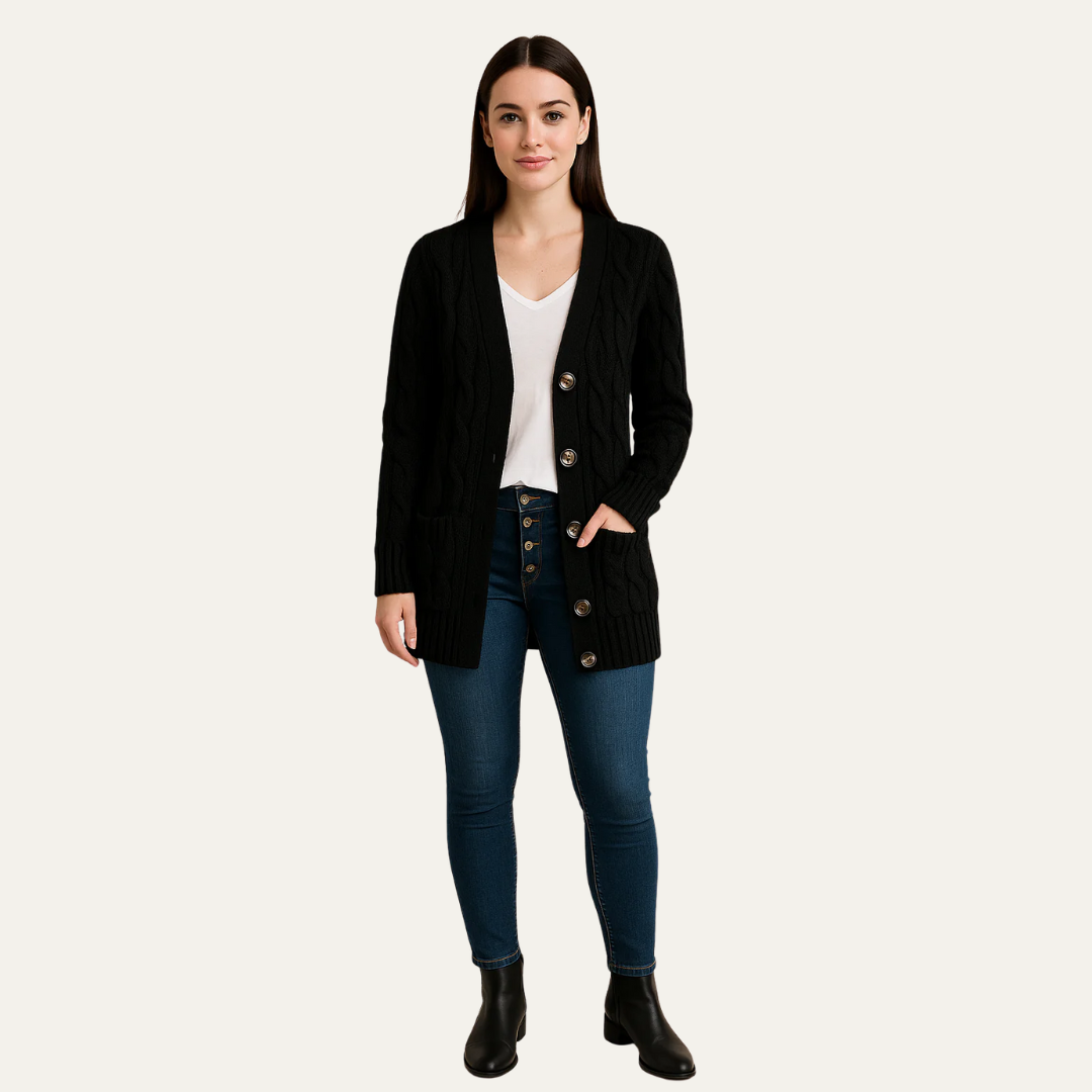 Womens Mid-Length Cardigan Sweater Classic Fit