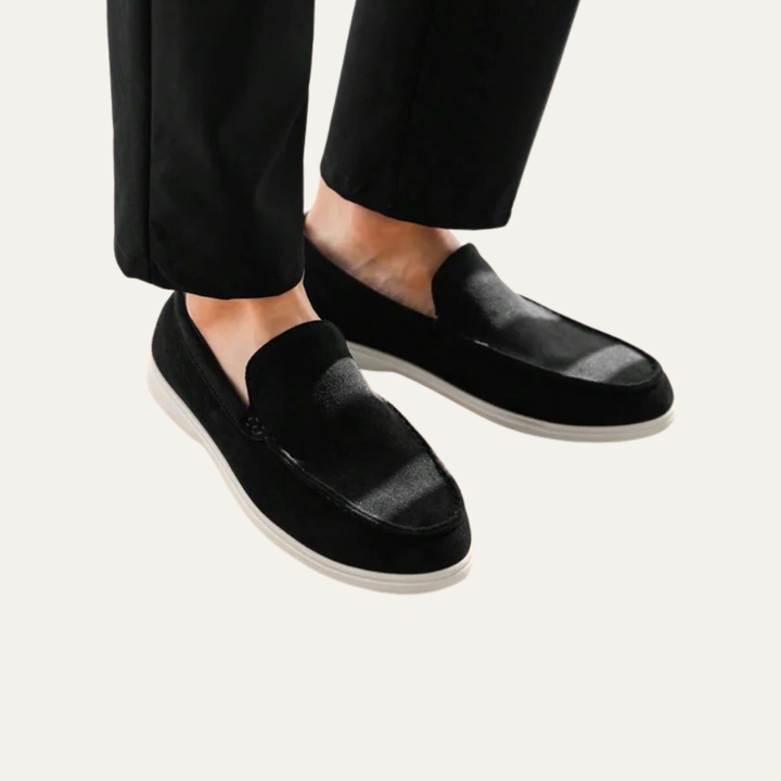Mens Suede Slip-On Loafers Minimalist Apron Toe
