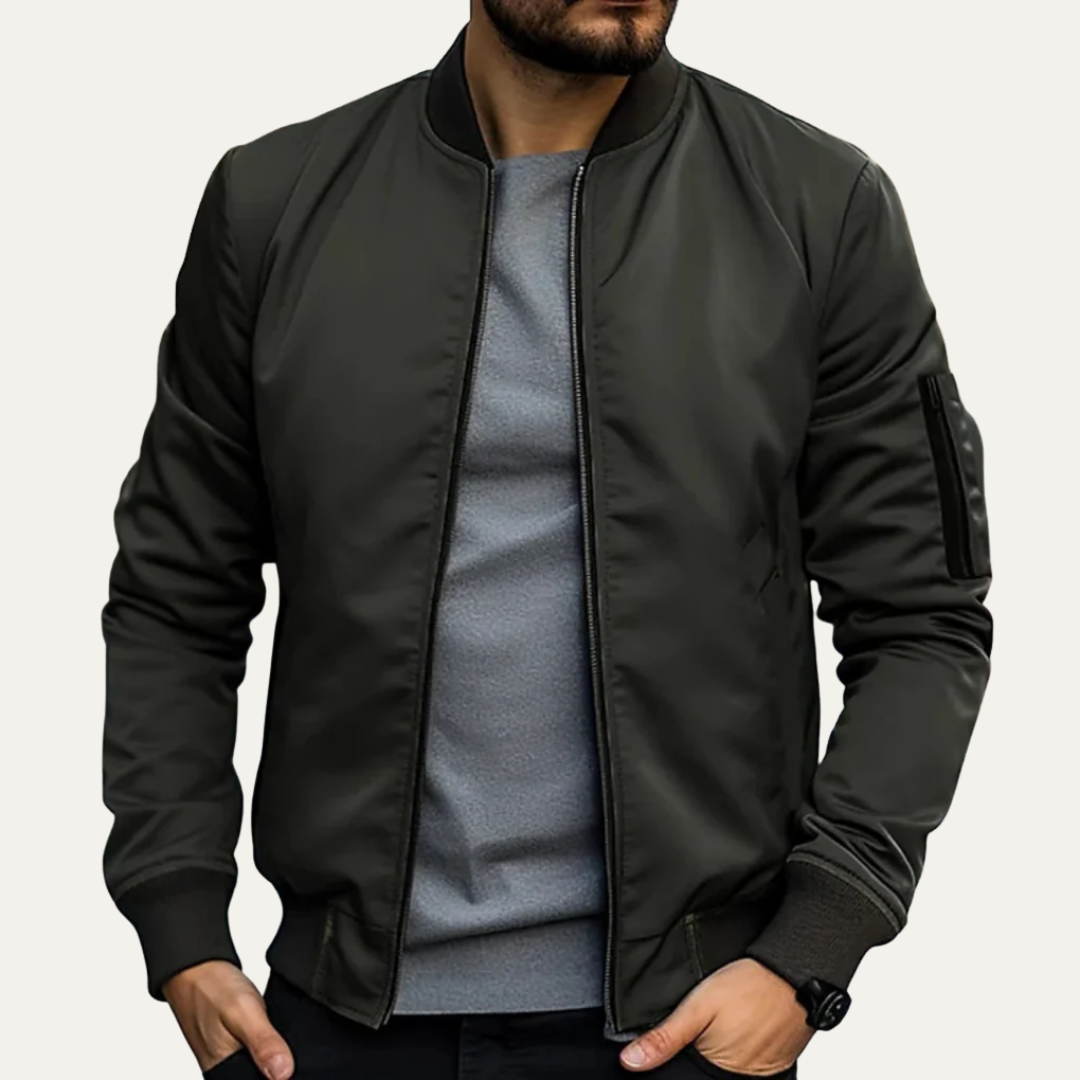 Mens Bomber Jacket Ribbed Collar Classic Fit