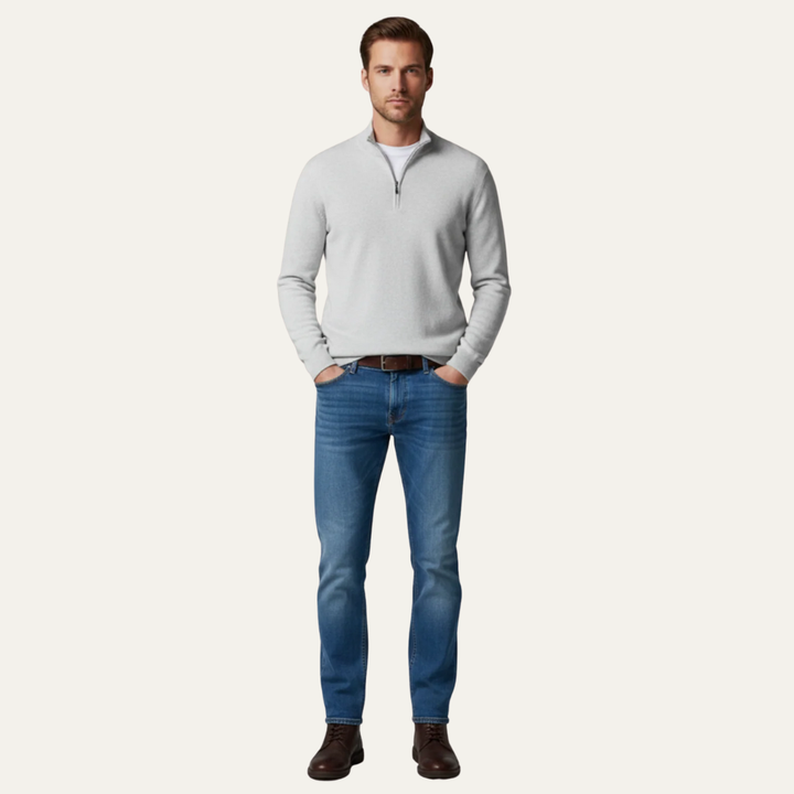 Mens Pullover Fine Gauge Quarter Zip