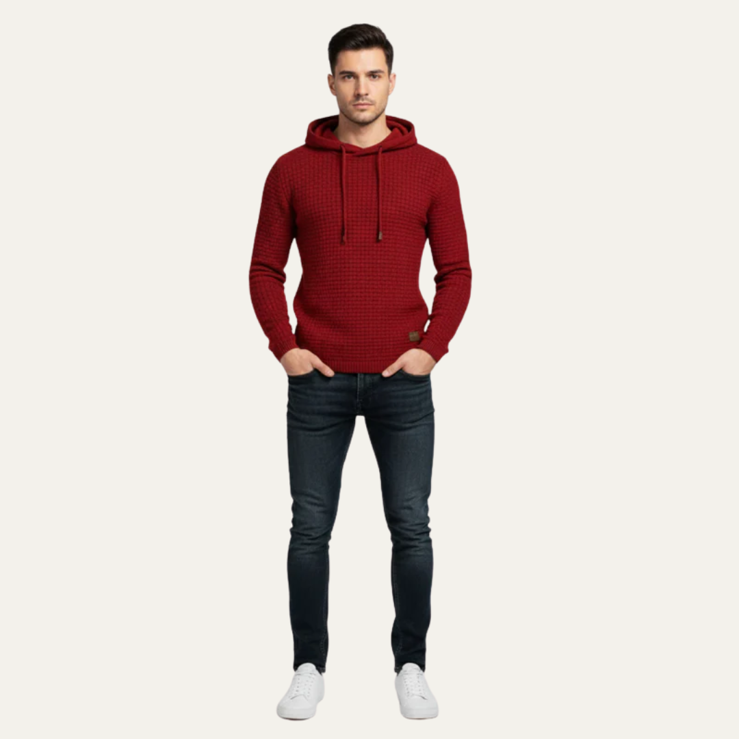 Mens Hooded Sweater Fine Knit Classic Fit