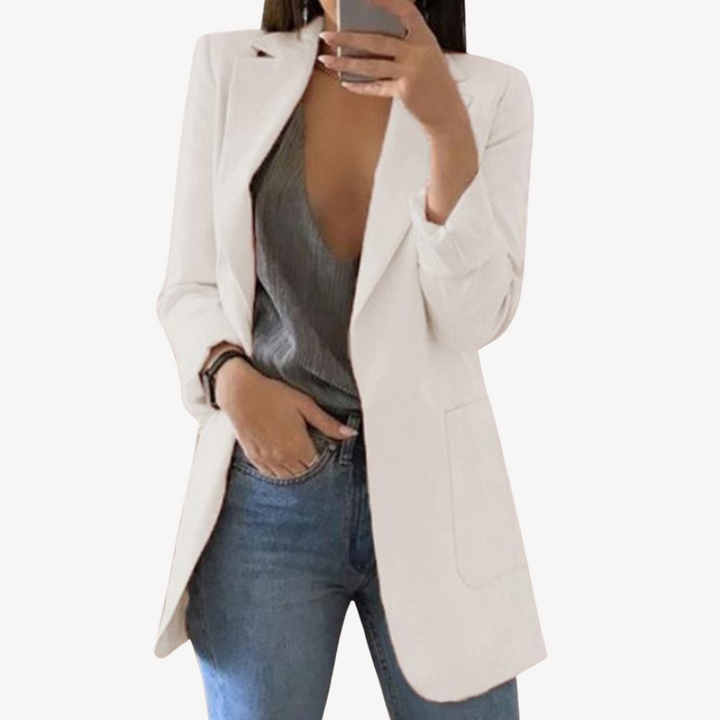 Womens Long Blazer Open Front Tailored Fit